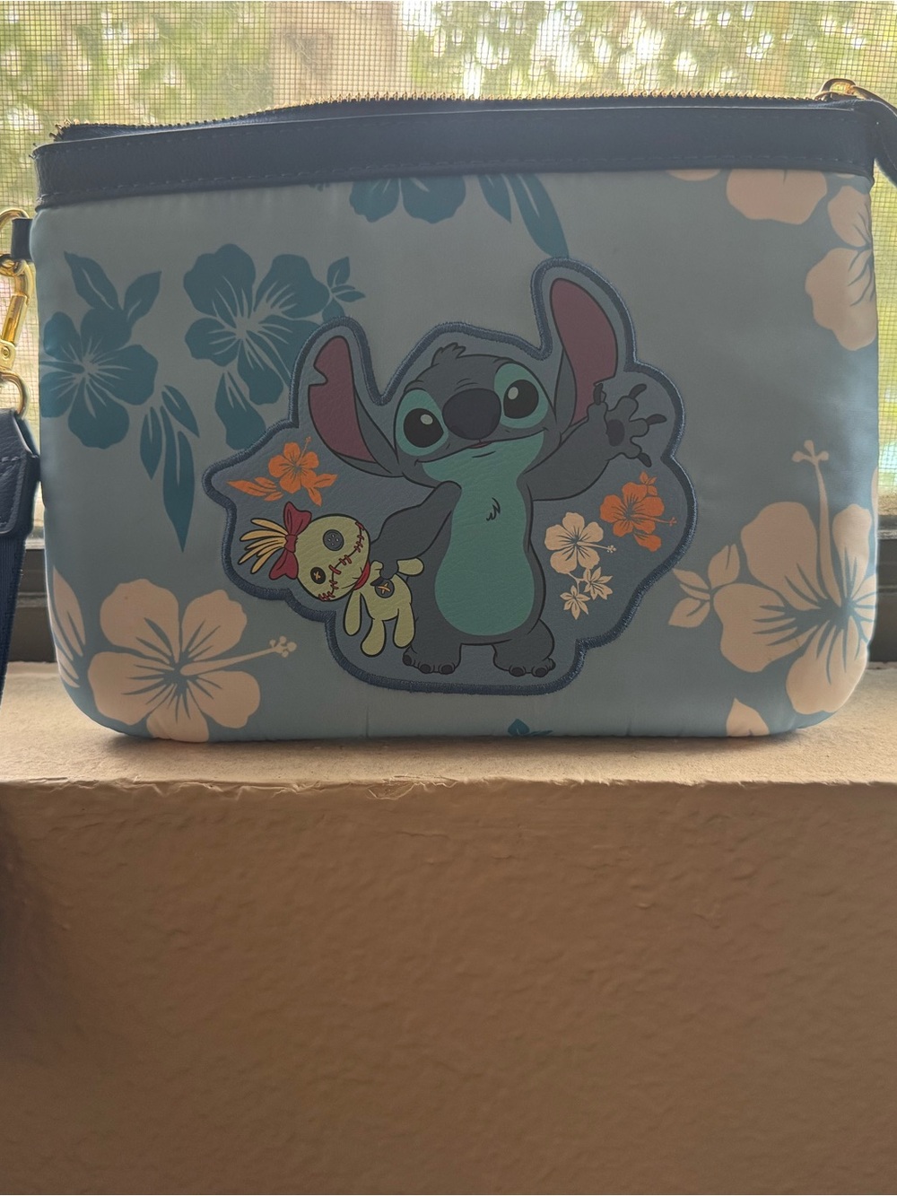 Disney Blue Stitch Floral Wristlet Clutch